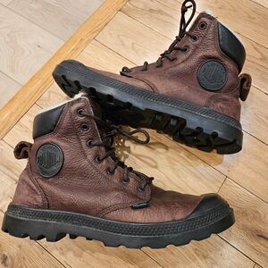 Palladium Insulated Shearling-Lined Mens Leather Style Boots Size 10 Brown Black